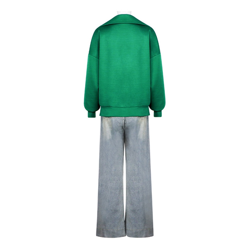 Bibi Blocksberg Green Women Jeans Cosplay Costume Halloween Carnival Outfit