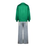 Bibi Blocksberg Green Women Jeans Cosplay Costume Halloween Carnival Outfit
