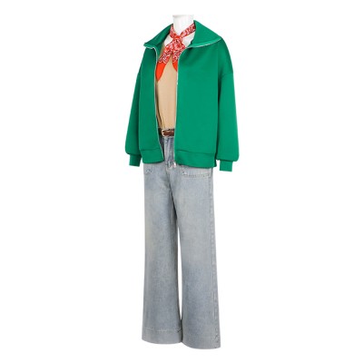 Bibi Blocksberg Green Women Jeans Cosplay Costume Halloween Carnival Outfit