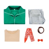 Bibi Blocksberg Green Women Jeans Cosplay Costume Halloween Carnival Outfit