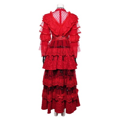 Beetlejuice the Musical Lydia Deetz Red Wedding Dress Party Cosplay Costume Halloween Carnival