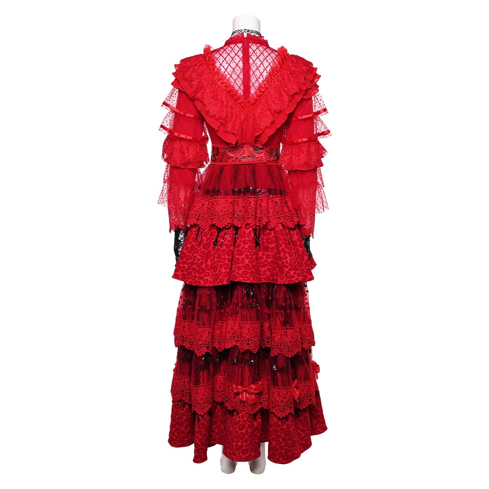 Beetlejuice the Musical Lydia Deetz Red Wedding Dress Party Cosplay Costume Halloween Carnival