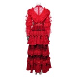 Beetlejuice the Musical Lydia Deetz Red Wedding Dress Party Cosplay Costume Halloween Carnival