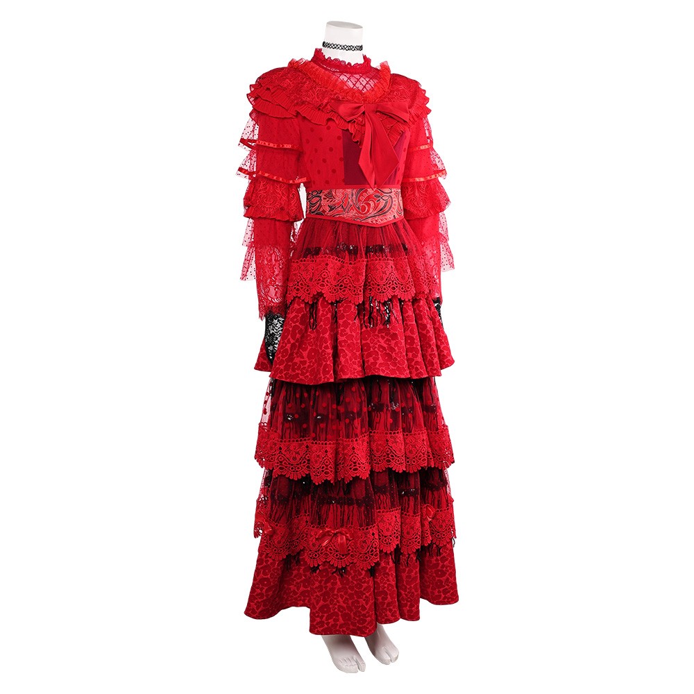 Beetlejuice the Musical Lydia Deetz Red Wedding Dress Party Cosplay Costume Halloween Carnival