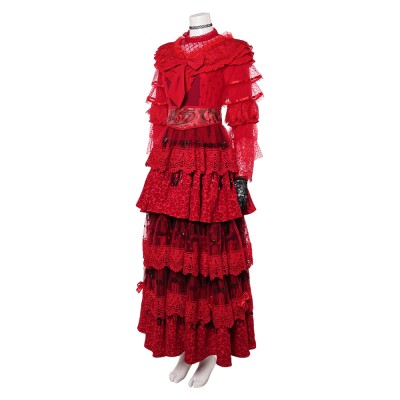 Beetlejuice the Musical Lydia Deetz Red Wedding Dress Party Cosplay Costume Halloween Carnival