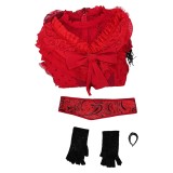 Beetlejuice the Musical Lydia Deetz Red Wedding Dress Party Cosplay Costume Halloween Carnival