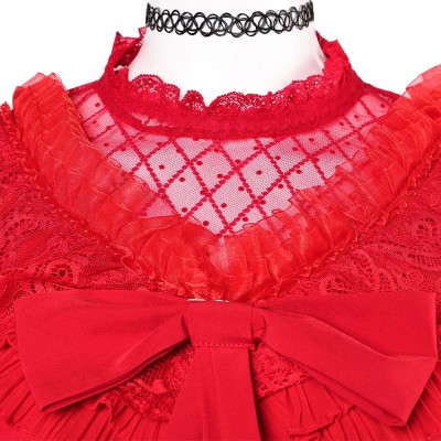 Beetlejuice the Musical Lydia Deetz Red Wedding Dress Party Cosplay Costume Halloween Carnival