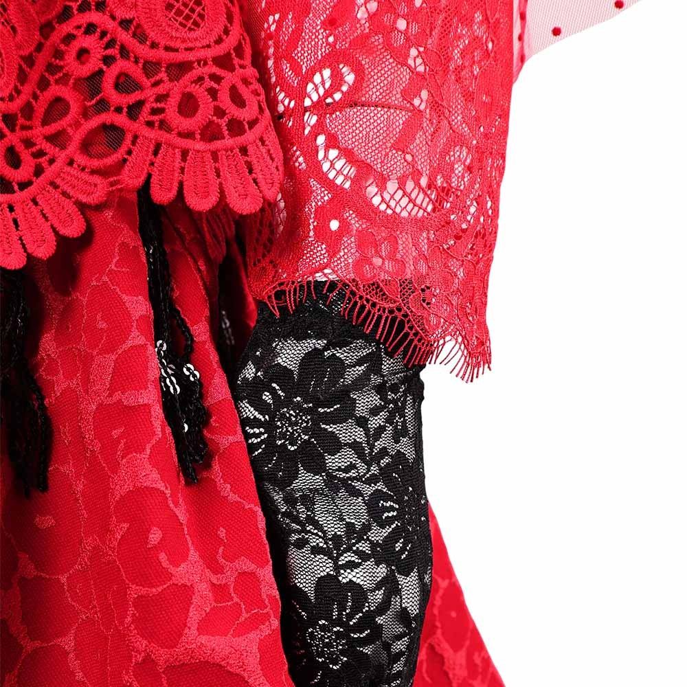 Beetlejuice the Musical Lydia Deetz Red Wedding Dress Party Cosplay Costume Halloween Carnival
