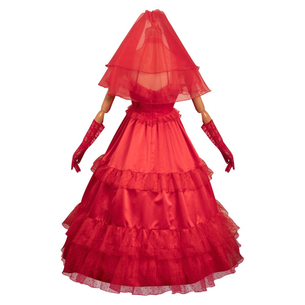 Beetlejuice Re-create Lydia Red Wedding Dress Suit Cosplay Costume Halloween Carnival Outfit