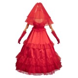 Beetlejuice Re-create Lydia Red Wedding Dress Suit Cosplay Costume Halloween Carnival Outfit