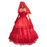 Beetlejuice Re-create Lydia Red Wedding Dress Suit Cosplay Costume Halloween Carnival Outfit