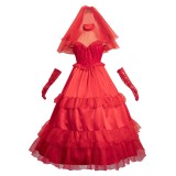 Beetlejuice Re-create Lydia Red Wedding Dress Suit Cosplay Costume Halloween Carnival Outfit