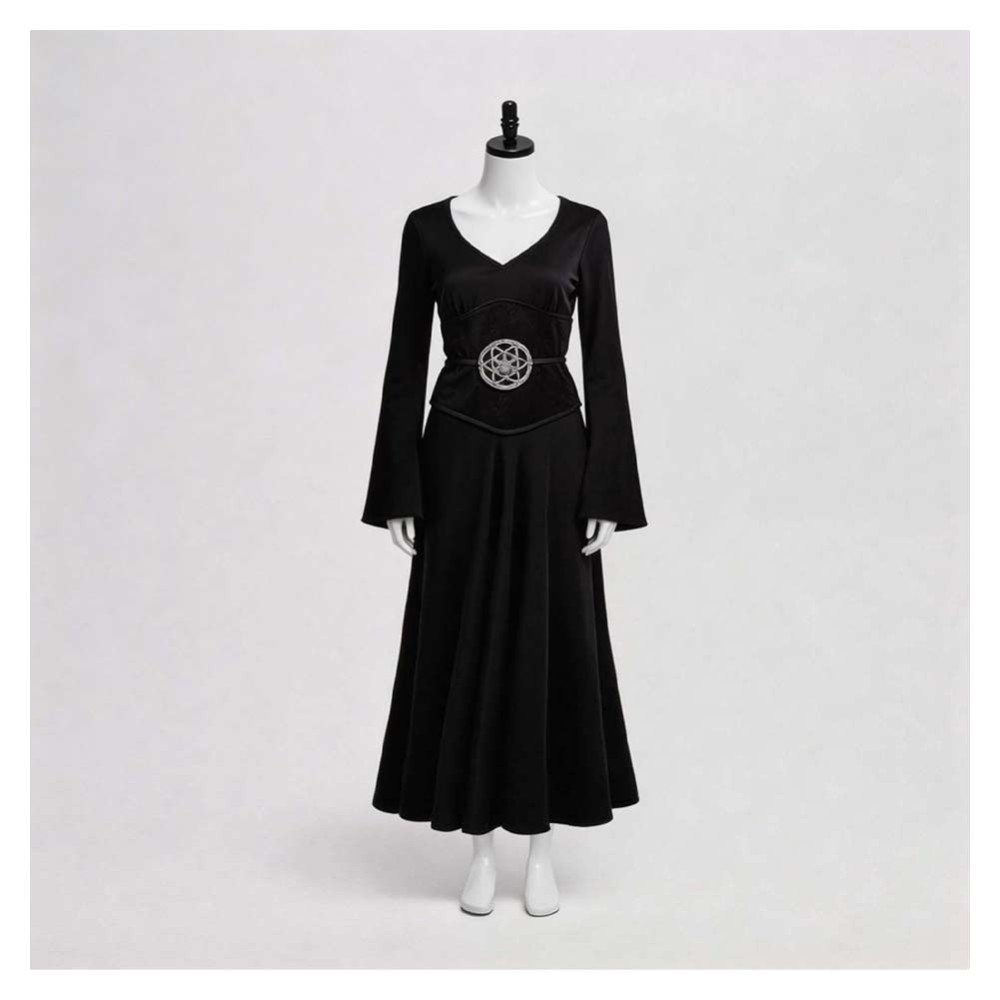 Beetlejuice Lydia Women Black Dress Cosplay Costume Halloween Carnival Outfit