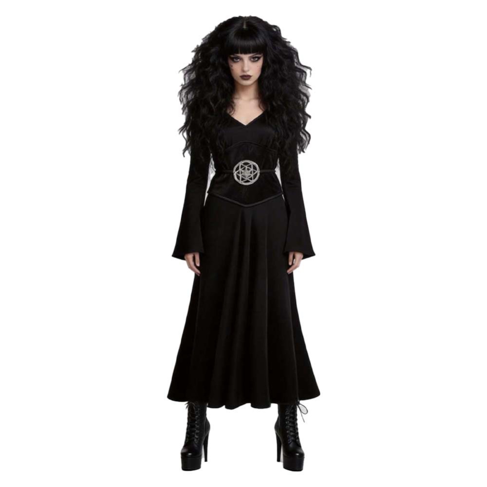 Beetlejuice Lydia Women Black Dress Cosplay Costume Halloween Carnival Outfit