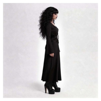 Beetlejuice Lydia Women Black Dress Cosplay Costume Halloween Carnival Outfit