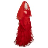 Beetlejuice Lydia Deetz Kids Girls Red Bride Wedding Dress Suit Cosplay Costume Halloween Carnival Outfit