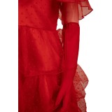 Beetlejuice Lydia Deetz Kids Girls Red Bride Wedding Dress Suit Cosplay Costume Halloween Carnival Outfit