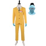 Beetlejuice Beetlejuice Bob-Shrinker Shrunken Head Yellow Suit Suit Cosplay Costume Halloween Carnival Outfit