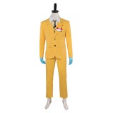 Beetlejuice Beetlejuice Bob-Shrinker Shrunken Head Yellow Suit Suit Cosplay Costume Halloween Carnival Outfit