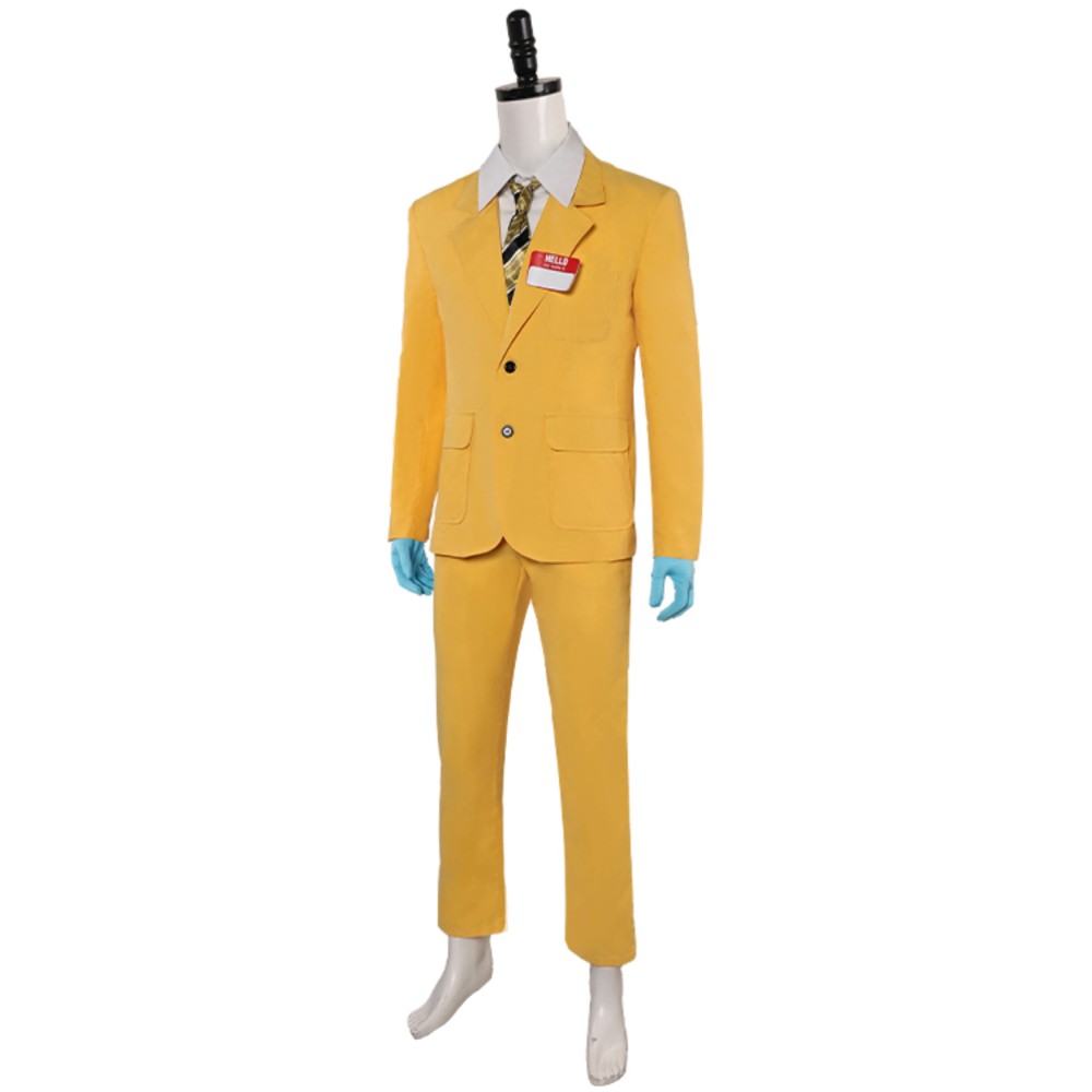 Beetlejuice Beetlejuice Bob-Shrinker Shrunken Head Yellow Suit Suit Cosplay Costume Halloween Carnival Outfit