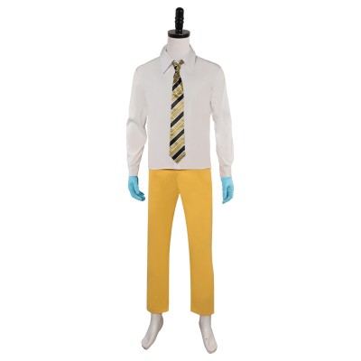 Beetlejuice Beetlejuice Bob-Shrinker Shrunken Head Yellow Suit Suit Cosplay Costume Halloween Carnival Outfit