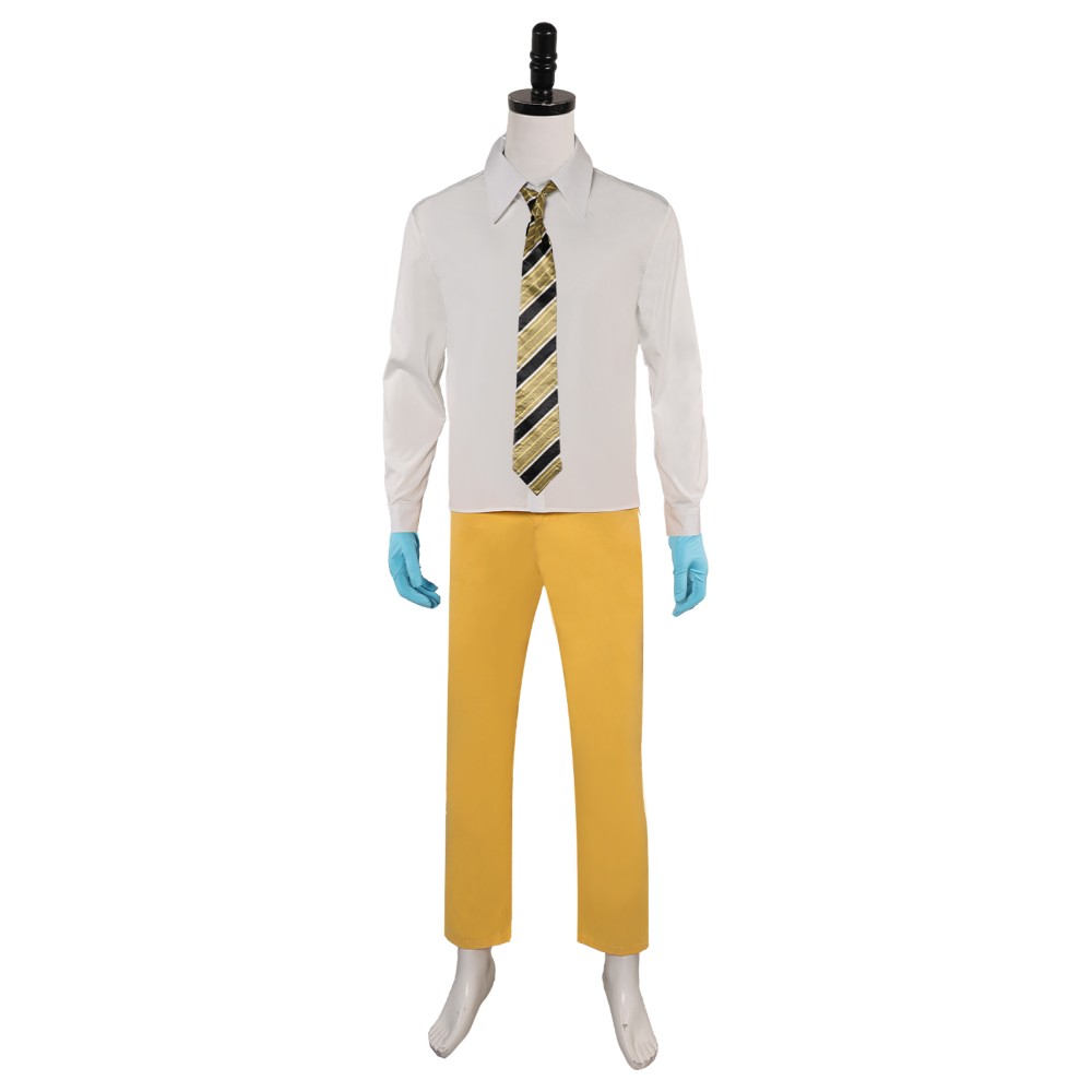 Beetlejuice Beetlejuice Bob-Shrinker Shrunken Head Yellow Suit Suit Cosplay Costume Halloween Carnival Outfit