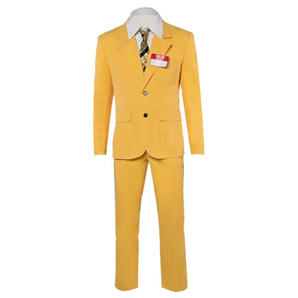 Beetlejuice Beetlejuice Bob-Shrinker Shrunken Head Yellow Suit Suit Cosplay Costume Halloween Carnival Outfit