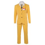 Beetlejuice Beetlejuice Bob-Shrinker Shrunken Head Yellow Suit Suit Cosplay Costume Halloween Carnival Outfit