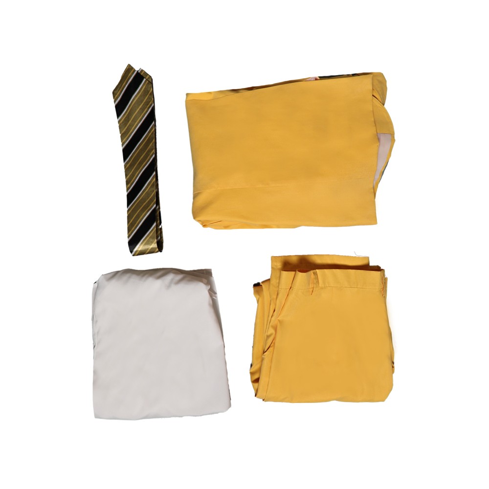 Beetlejuice Beetlejuice Bob-Shrinker Shrunken Head Yellow Suit Suit Cosplay Costume Halloween Carnival Outfit