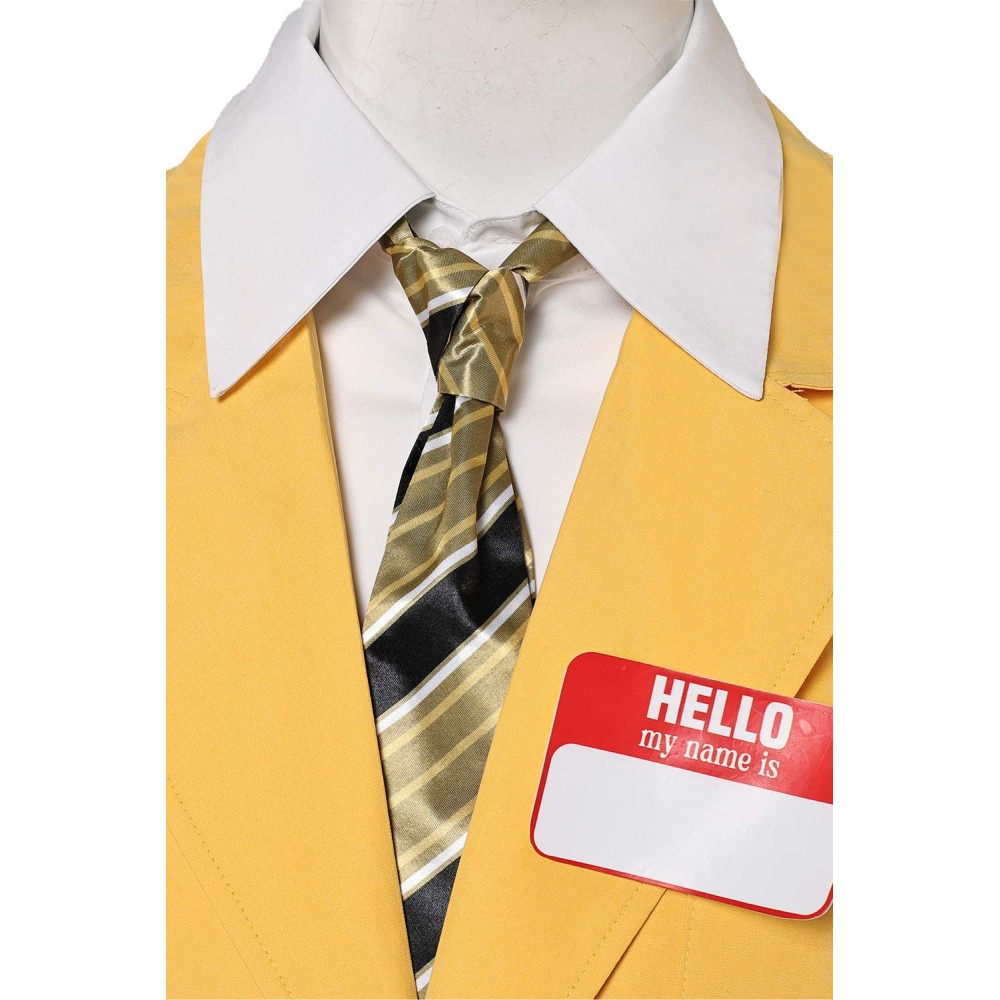 Beetlejuice Beetlejuice Bob-Shrinker Shrunken Head Yellow Suit Suit Cosplay Costume Halloween Carnival Outfit