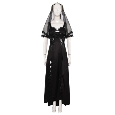 Beetlejuice Beetlejuice Astrid Deetz Black Wedding Dress Set Suit Cosplay Costume Halloween Carnival Outfit