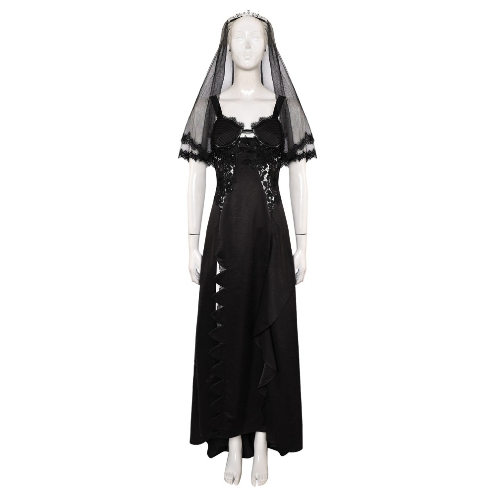 Beetlejuice Beetlejuice Astrid Deetz Black Wedding Dress Set Suit Cosplay Costume Halloween Carnival Outfit