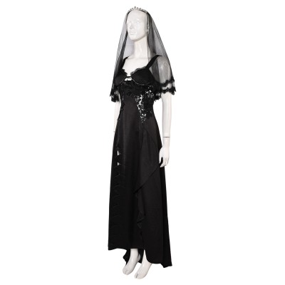Beetlejuice Beetlejuice Astrid Deetz Black Wedding Dress Set Suit Cosplay Costume Halloween Carnival Outfit