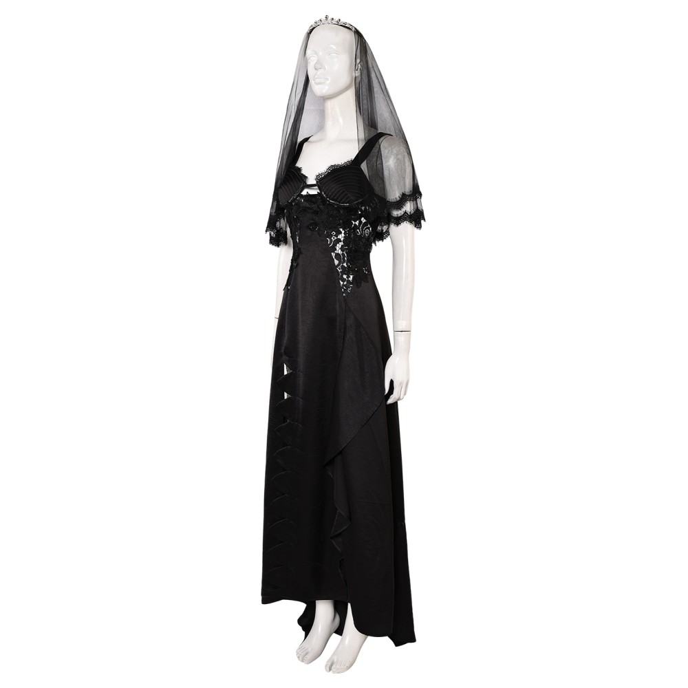 Beetlejuice Beetlejuice Astrid Deetz Black Wedding Dress Set Suit Cosplay Costume Halloween Carnival Outfit