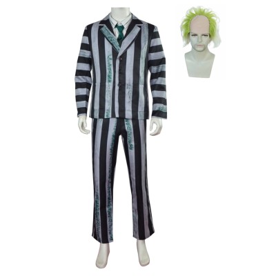 Beetlejuice 2024 Striped Suit Suit Cosplay Costume Halloween Carnival Outfit