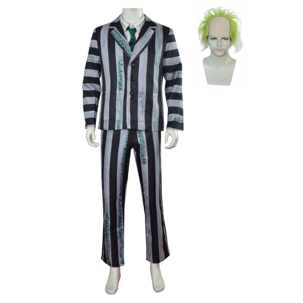 Beetlejuice 2024 Striped Suit Suit Cosplay Costume Halloween Carnival Outfit