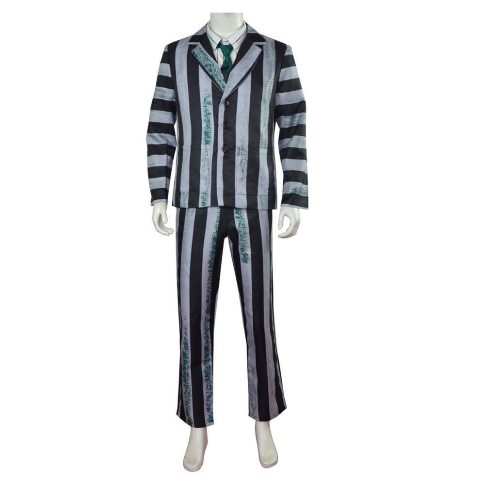 Beetlejuice 2024 Striped Suit Suit Cosplay Costume Halloween Carnival Outfit