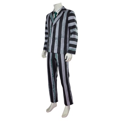 Beetlejuice 2024 Striped Suit Suit Cosplay Costume Halloween Carnival Outfit