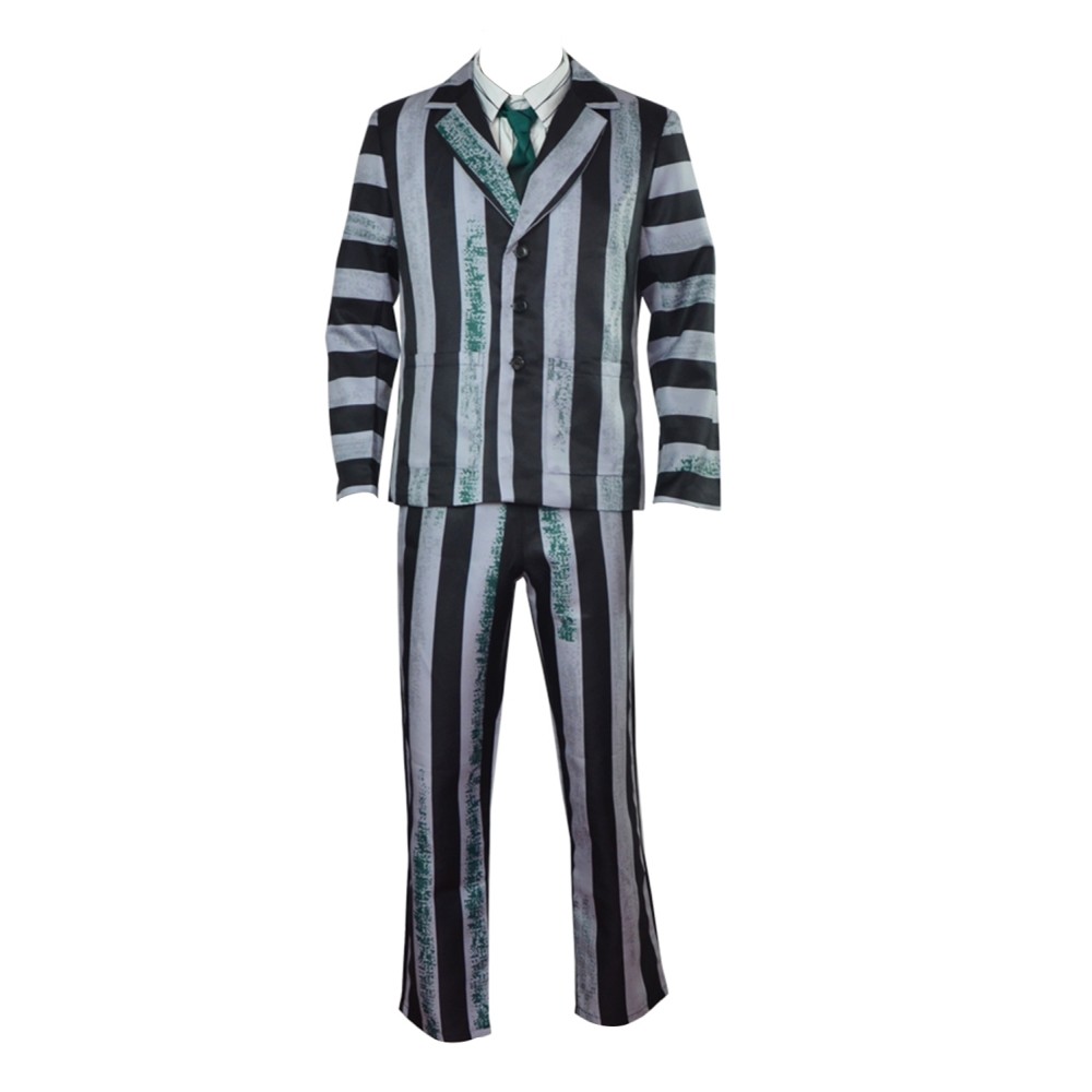 Beetlejuice 2024 Striped Suit Suit Cosplay Costume Halloween Carnival Outfit