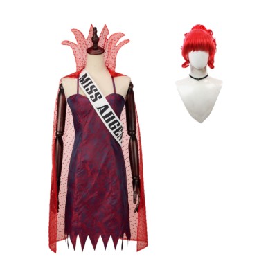 Beetlejuice 2024 Miss Argentina Dead Receptionist Dress Set Suit Cosplay Costume Halloween Carnival Outfit