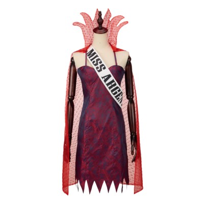 Beetlejuice 2024 Miss Argentina Dead Receptionist Dress Set Suit Cosplay Costume Halloween Carnival Outfit