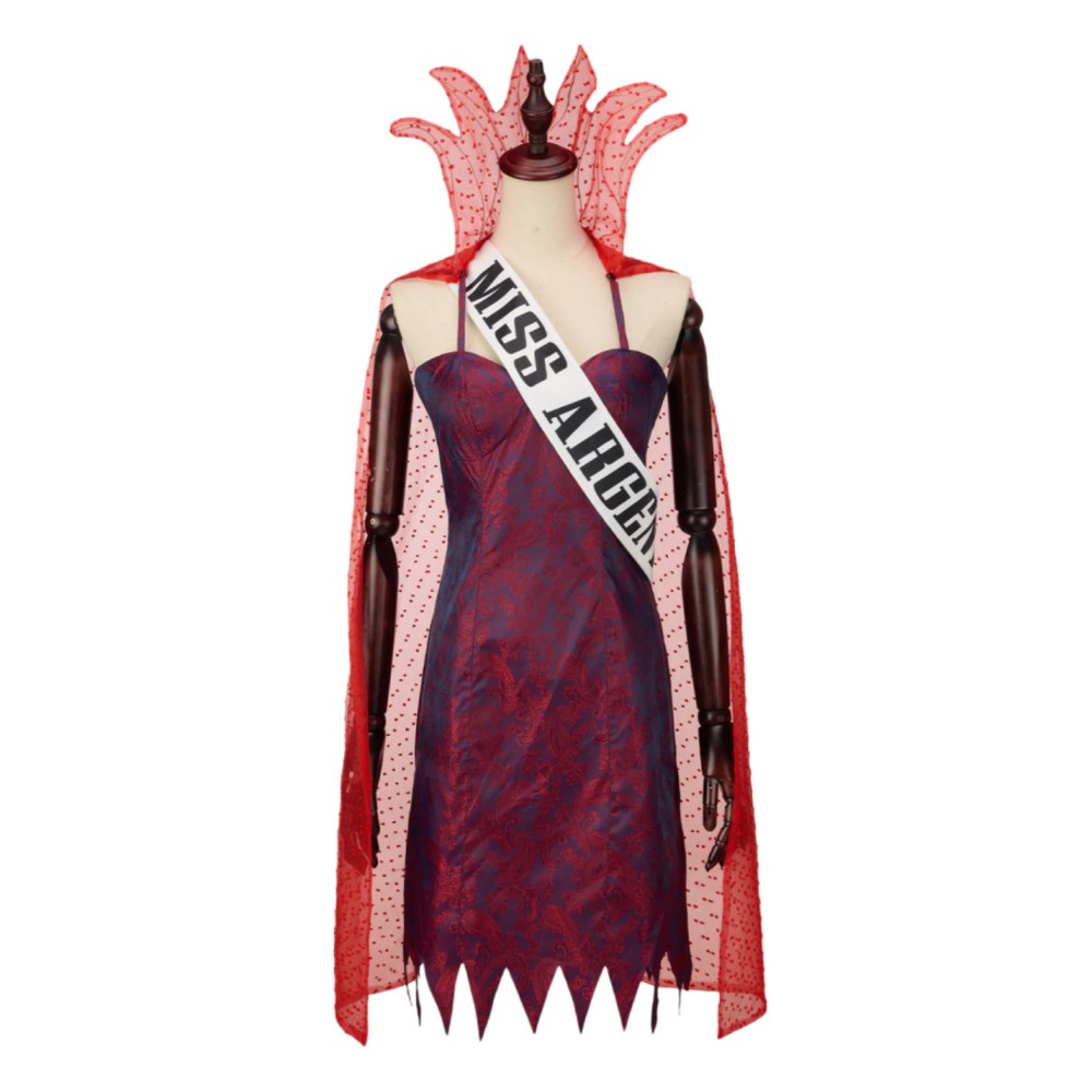 Beetlejuice 2024 Miss Argentina Dead Receptionist Dress Set Suit Cosplay Costume Halloween Carnival Outfit