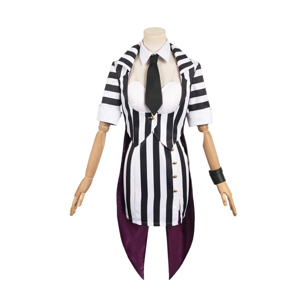 Beetlejuice 2024 Lydia Deetz HORROR Series Striped Dress Suit Cosplay Costume Halloween Carnival Outfit