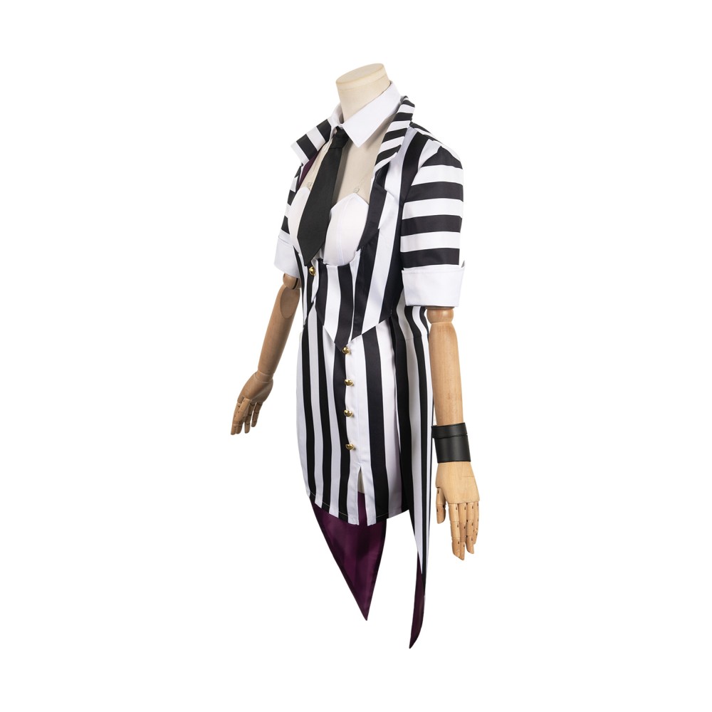 Beetlejuice 2024 Lydia Deetz HORROR Series Striped Dress Suit Cosplay Costume Halloween Carnival Outfit