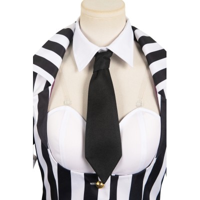 Beetlejuice 2024 Lydia Deetz HORROR Series Striped Dress Suit Cosplay Costume Halloween Carnival Outfit