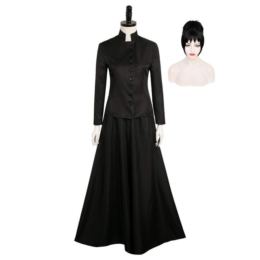 Beetlejuice 2024 Lydia Deetz Black Dress Suit Cosplay Costume Halloween Carnival Outfit