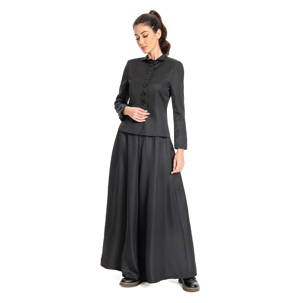 Beetlejuice 2024 Lydia Deetz Black Dress Suit Cosplay Costume Halloween Carnival Outfit