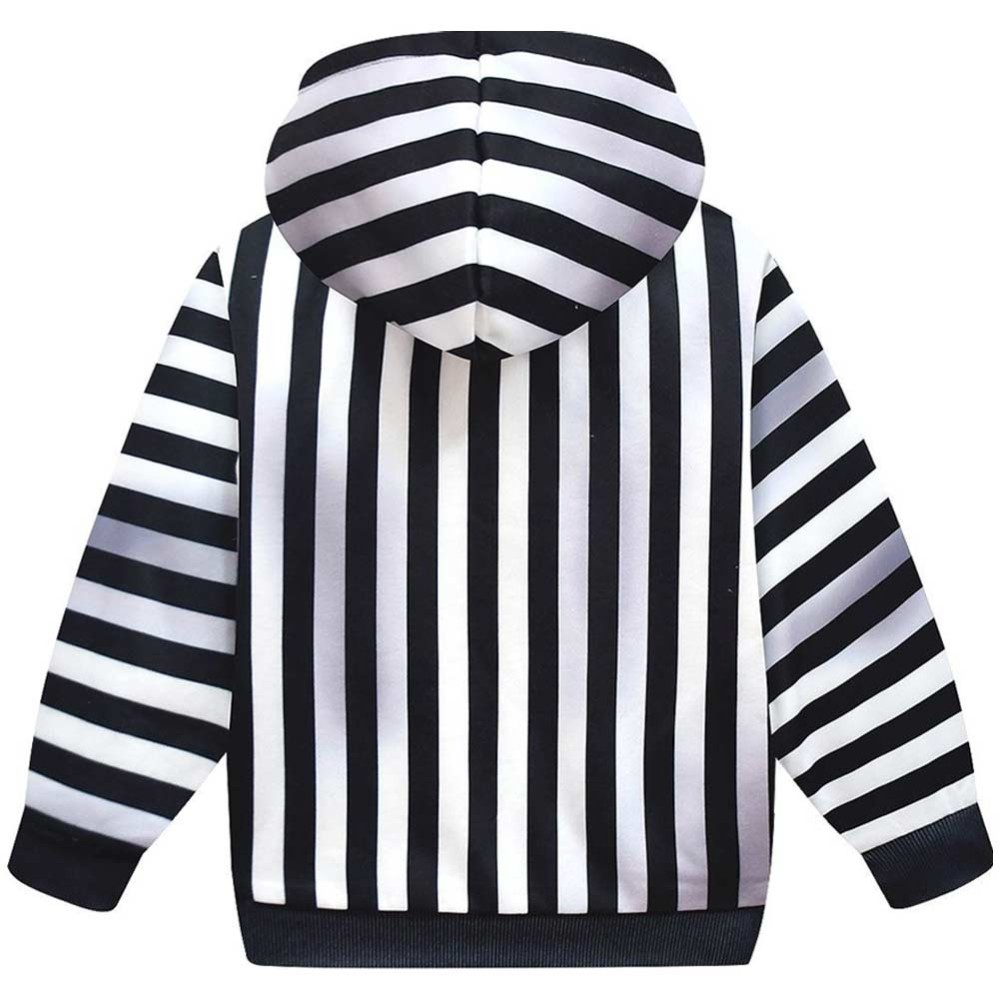 Beetlejuice (2024) Kids Children Black Stripe Hoodie Cosplay Costume Halloween Carnival Outfit