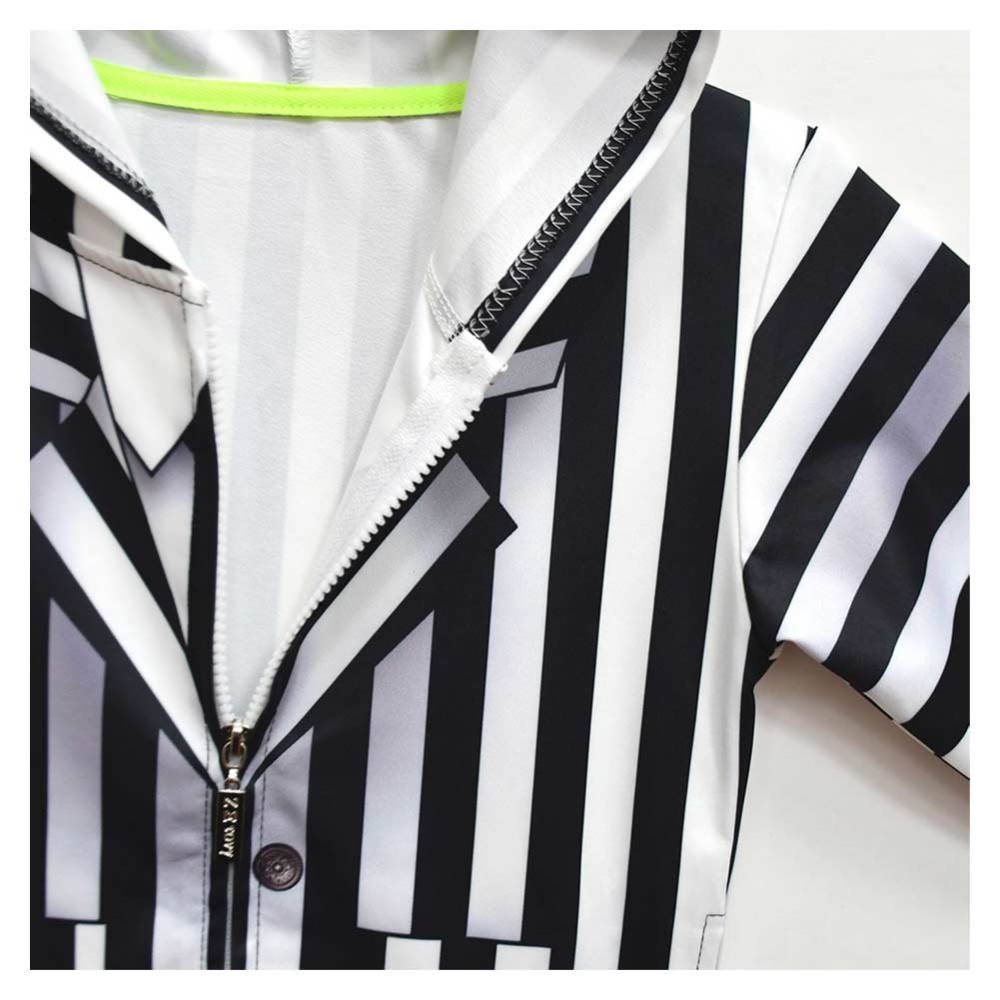 Beetlejuice (2024) Kids Children Black Stripe Hoodie Cosplay Costume Halloween Carnival Outfit