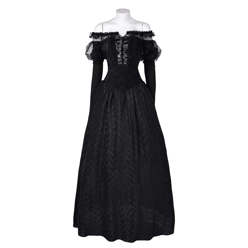 Beetlejuice 2024 Delores Black Organza Dress Suit Cosplay Costume Halloween Carnival Outfit